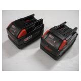(2) MILWAUKEE M-28 RED LITHIUM XC 28V BATT.