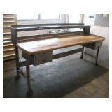 8FT BUTCHER BLOCK TOP WORK STATION W/