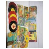 VINTAGE CHILDRENS BOOKS AND 45