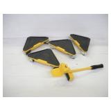 4 METAL TOOL BOX DOLLIES W/ LOADING TOOL