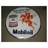 30 INCH  ROUND MOBIL PORCELAIN SIGN