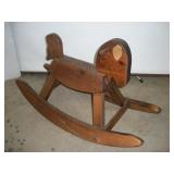 VINTAGE WOODEN ROCKING HORSE 39IN LONG