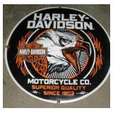 30 INCH  ROUND HARLEY DAVIDSON  PORCELAIN SIGN