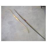 2 VINTAGE WOODEN LONG BOWS