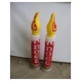 2 VINTAGE NOEL LIGHTED BLOW MOLDS 3 1/2 FT TALL