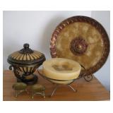 DECORATIVE TUREEN, CANDLE & PLATE