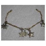 14K GOLD CHARM BRACELET W/ STERLING SILVER--