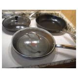 (3) CUISINART TEFFALON 10 AND 12IN SKILLETS W/