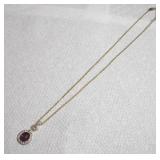 STERLING SILVER NECKLACE W/ RUBY PENDANT