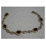 STERLING SILVER RUBY BRACELET 7IN LONG