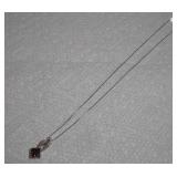 14K WHITE GOLD NECKLACE W/ 14K RUBY PENDANT