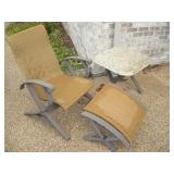 OUTDOOR LOUNGE CHAIR-OTTOMAN & SNACK TABLE