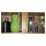 VASES-FLASK CONTENTS ON SHELF