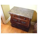 BROYHILL CAVALIER MARBLE TOP 3 DRAWER NIGHT STAND