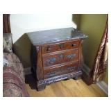 BROYHILL CAVALIER MARBLE TOP 3 DRAWER NIGHT STAND