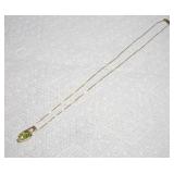 14K GOLD NECKLACE W/ 14K GREEN GEMSTONE PENDANT