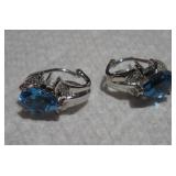 14K GOLD BLUE GEMSTONE EARINGS