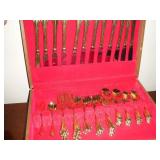 60 PC 24K GOLD PLATED FLATWARE SET