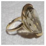 14K GOLD RING W/ LARGE CRYSTAL