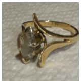 14K GOLD DIAMOND RING W/ 1/2 K MARQUISE DIAMOND