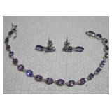 STERLING SILVER PURPLE GEMSTONE BRACELET W/