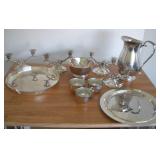 11 PCS OF ONEIDA SILVER PLATE-CANDLE HOLDERS-BOWL