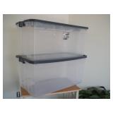 2) STERLITE 200 QT STORAGE TOTES W/ LIDS