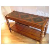 HOOKER MFG METAL INLAID/ WALNUT WOOD SOFA TABLE