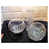 3PC PRESSED CRYSTAL BOWLS AND PITCHER