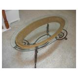 GLASS TOP  & WROUGHT IRON COFFEE TABLE  51X27X17