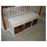 CUSHIONED BENCH W/ BASKET STORAGE 4FT LONG