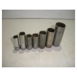 SNAPON ASSORTED SAE 3/8 DRIVE DEEPWELL SOCKETS
