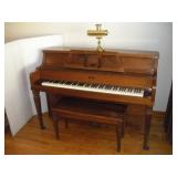 VINTAGE GRAND CONSOLE PIANO W/ BENCH