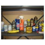 ASSORTED FLUIDS AND CLEANERS CONTENTS OF SHELF