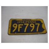 1956 PA LISCENSE PLATE