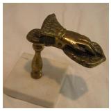 VICTORIAN BRASS SPRING CLIP "HAND" CARD HOLDER
