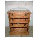 OAK KNIFE / GUN 4 DRAWER LOCKING DISPLAY CASE W/