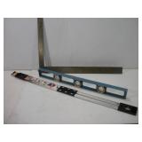 FRAMING SQUARE, 2FT LEVEL, & JOHNSON MARK-N-MOUNT