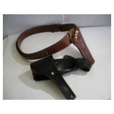 (2) LEATHER PISTOL HOLSTERS W/ BELTS