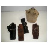 LEATHER HOLSTERS AND CANTEEN