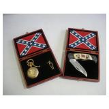 CONFEDERATE POCKET WATCH AND LOCK KNIFE W/