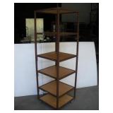 METAL FRAMED DISPLAY SHELF ON WHEELS W/