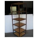 METAL FRAMED DISPLAY SHELF ON WHEELS W/