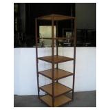METAL FRAMED DISPLAY SHELF ON WHEELS W/