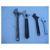 (4) ADJUSTABLE WRENCHS 6, 8, 10 & 12 IN