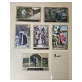 6 Gold Boarder Romantic Postcards