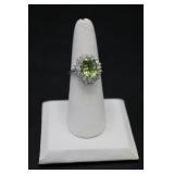 14K Gold Peridot & Diamond Ring