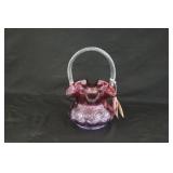 Fenton Mulberry Glass Coin Dot Basket