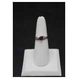 14K Gold Amethyst & Diamond Ring