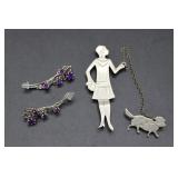 Silver Earrings & Pin
